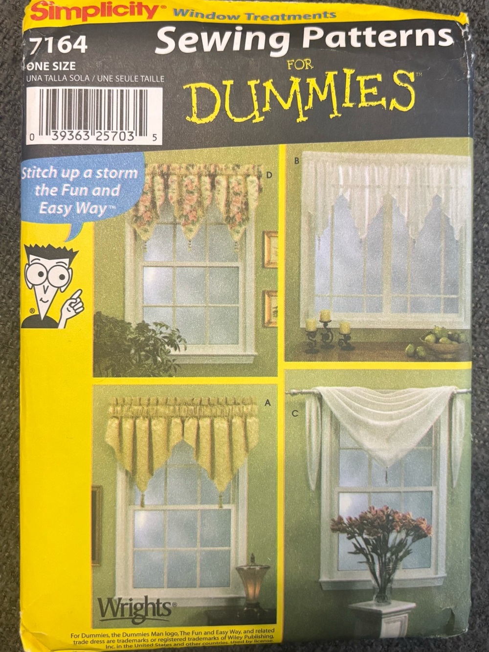 Simplicity Yellow Window Treatment Sewing Pattern 7164